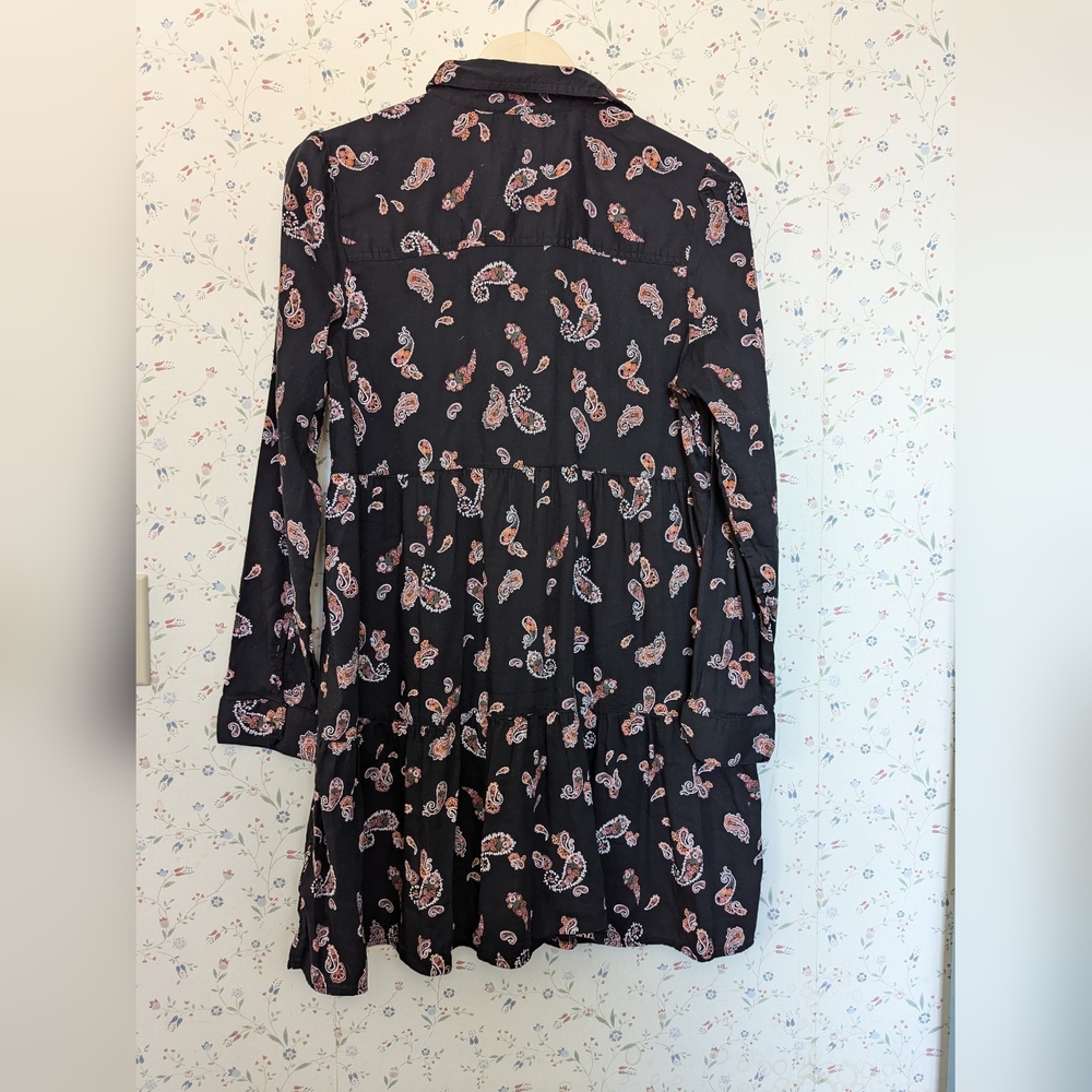 🖤 SO L Dress Dark Floral loose fit ruffle long sleeve boho whimsigoth - Picture 9 of 16